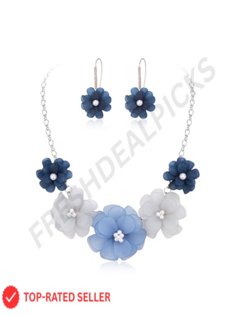 Acrylic Flower Collar Necklace Set with Earrings Boho Statement Jewelry for